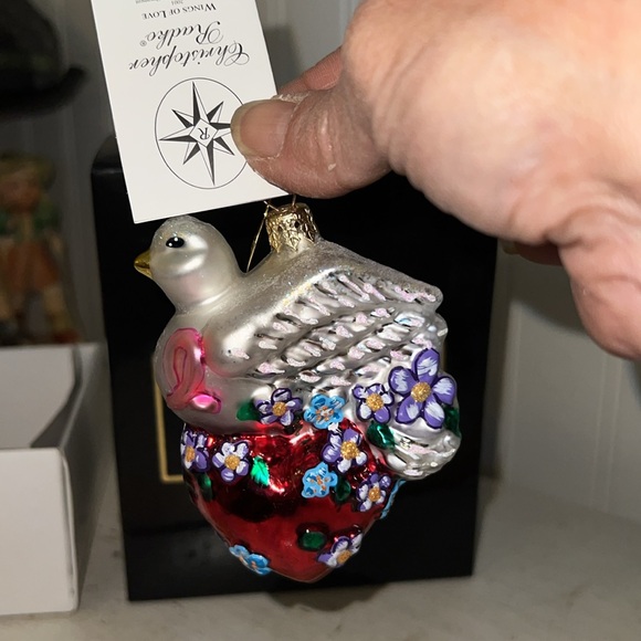 Christopher Radko Wings of Love Ornament dove heart with tag & box